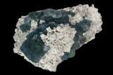 Cubic, Blue-Green Fluorite Crystals on Quartz - China #128553-1